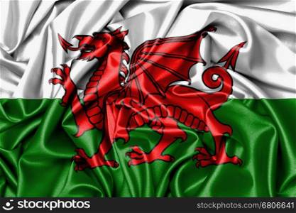 Satin flag, printed with the flag of Wales