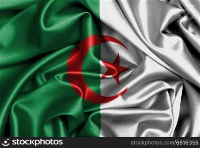 Satin flag, three dimensional render, flag of Algeria