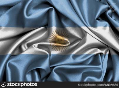 Satin flag, three dimensional render, flag of Argentina