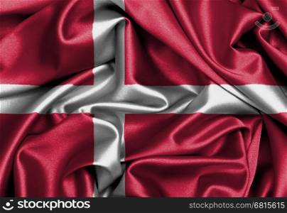 Satin flag, three dimensional render, flag of Denmark
