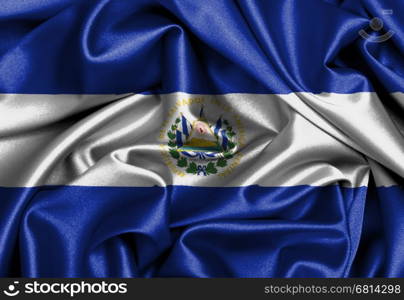 Satin flag, three dimensional render, flag of El Salvador