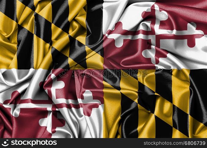 Satin flag, three dimensional render, flag of Maryland