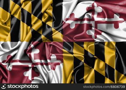 Satin flag, three dimensional render, flag of Maryland