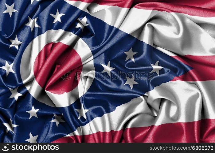 Satin flag, three dimensional render, flag of Ohio
