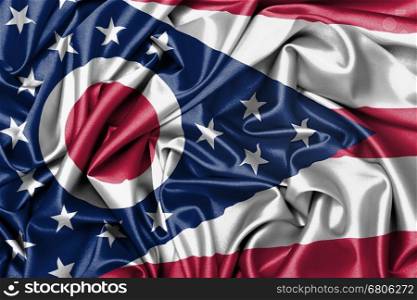 Satin flag, three dimensional render, flag of Ohio