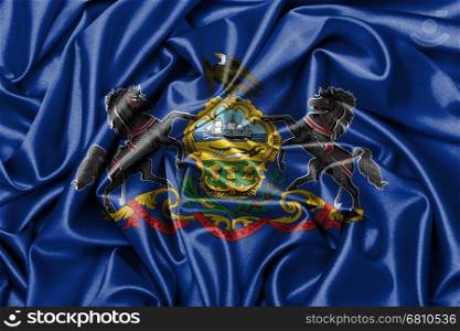 Satin flag, three dimensional render, flag of Pennsylvania