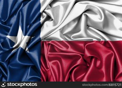 Satin flag, three dimensional render, flag of Texas