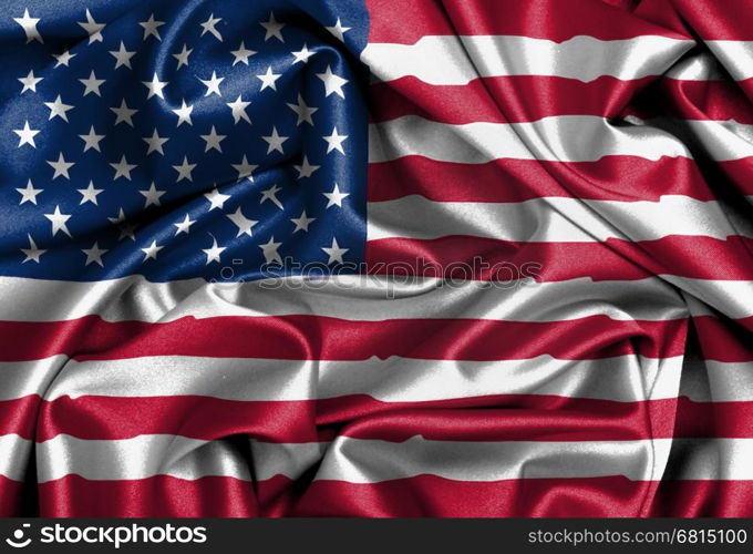 Satin flag, three dimensional render, flag of the United States