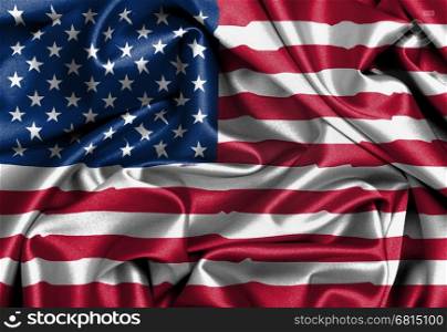 Satin flag, three dimensional render, flag of the United States