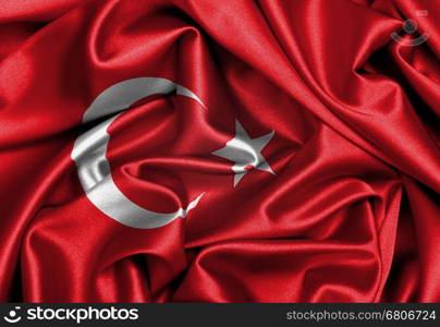 Satin flag, three dimensional render, flag of Turkey