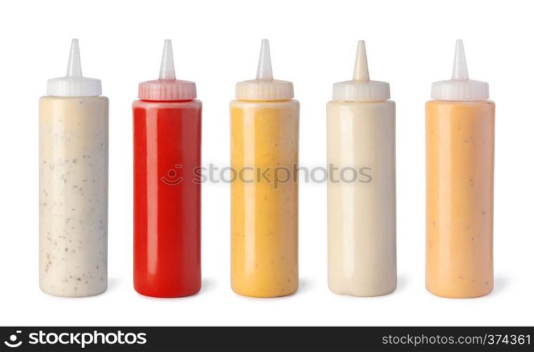 sauce bottle isolated on white background. sauce bottles isolated on white background