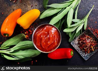sauce with chilli peppers and aroma spice