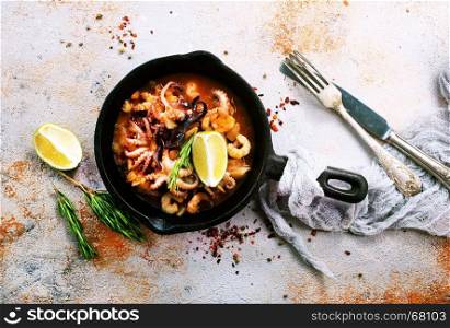 sauce with seafood and tomato, stock photo
