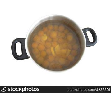 Saucepan with compote isolated on the white background