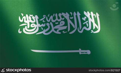Saudi Arabia flag. 3d illustration of waving flag of Saudi Arabia