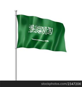 Saudi Arabia flag, three dimensional render, isolated on white. Saudi Arabia flag isolated on white