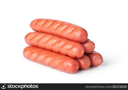 sausage. Fried sausages on white background