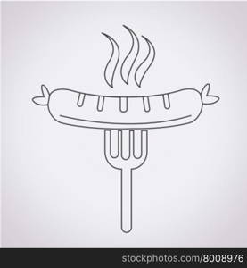 Sausage grilled with fork icon