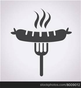 Sausage grilled with fork icon