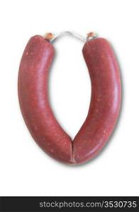 Sausage over white background