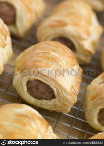 Sausage Rolls on a Cooling Rack