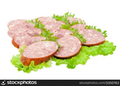 Sausage with green vegetable