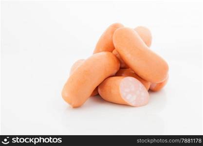 sausage with slice on a white background
