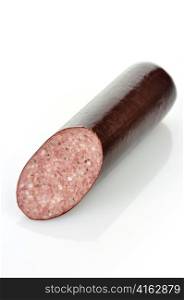 sausage with spices on a white background