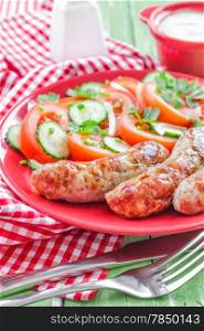 Sausages and salad