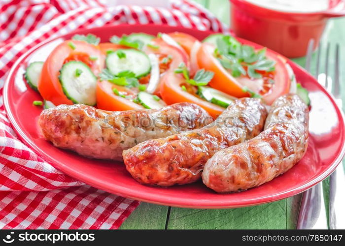 Sausages and salad