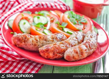 Sausages and salad