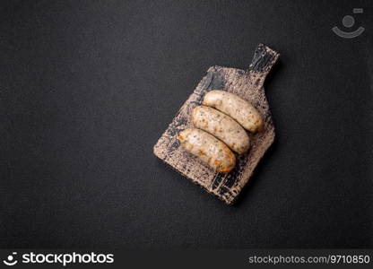 Sausages vegetable protein seitan meatless soy wheat classic taste vegetarian or vegan snack ready to eat on the table healthy meal snack