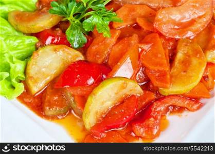 saute from zucchini, tomato, pepper and carrot