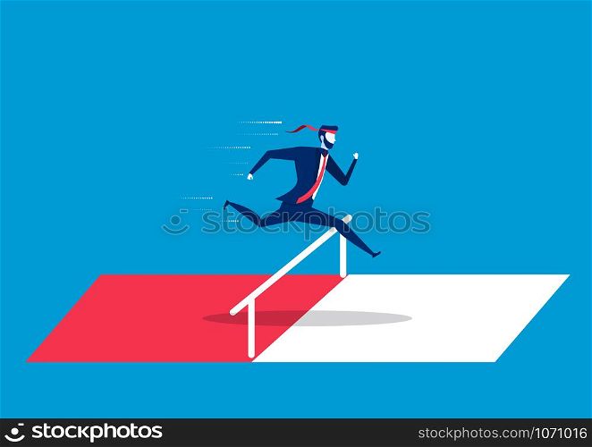 Save Download Preview Businessman jumping over hurdles or obstacles. Symbol of determination, aspiration, ambition, motivation and success