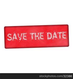 save the date white wording on wood red background