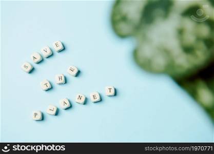 Save the planet wallpaper ecology concept background minimalism with white dices