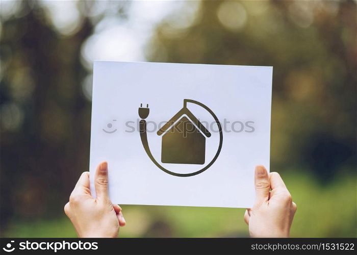 save world ecology concept environmental conservation with hands holding cut out paper showing