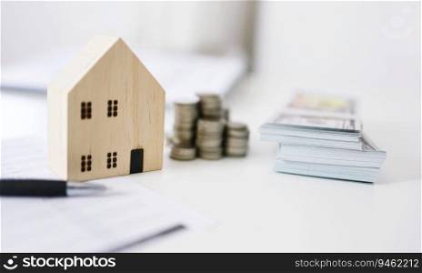 Saving money for Real estate investment with with stack of money coins for buying home and loan for prepare in the future financial insurance 