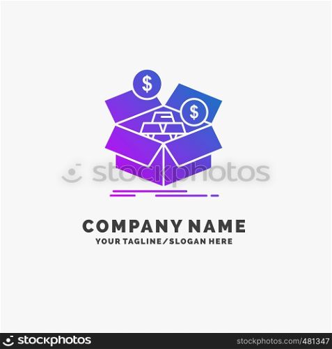 savings, box, budget, money, growth Purple Business Logo Template. Place for Tagline.. Vector EPS10 Abstract Template background