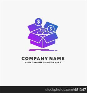 savings, box, budget, money, growth Purple Business Logo Template. Place for Tagline.. Vector EPS10 Abstract Template background