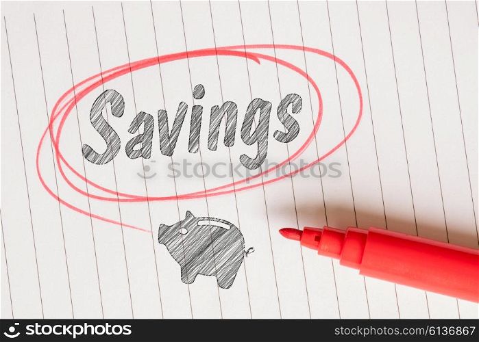 Savings note with a piggy bank sketch