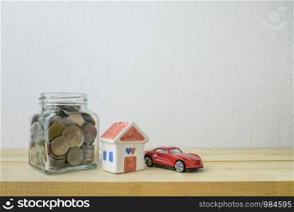 Savings plans for housing and car ,financial concept