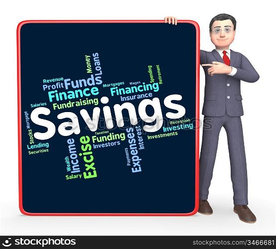 Savings Word Indicating Finances Words And Investment
