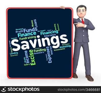 Savings Word Indicating Finances Words And Investment