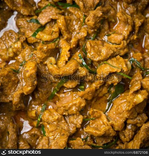 savory curry paste with beef and coconut milk