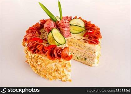 Savory dessert salami pie appetizer almond cake pastry