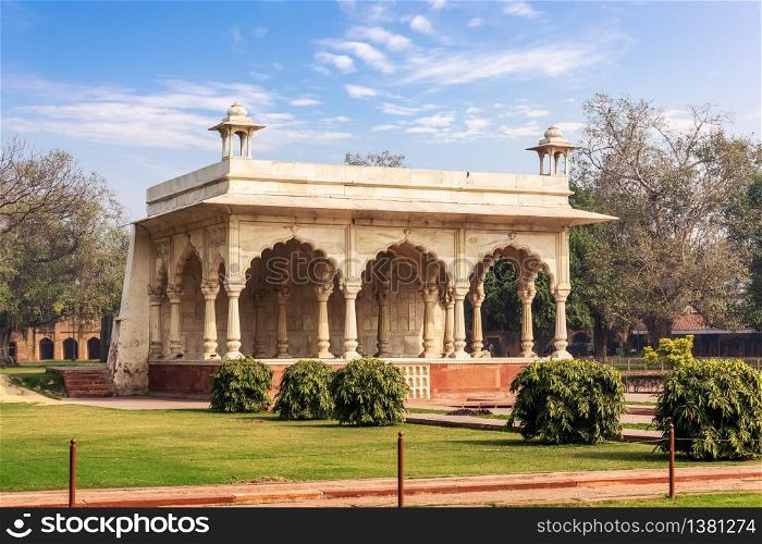 Sawan Pavilion in the Red Fort of Delhi park, India.. Sawan Pavilion in the Red Fort of Delhi park, India