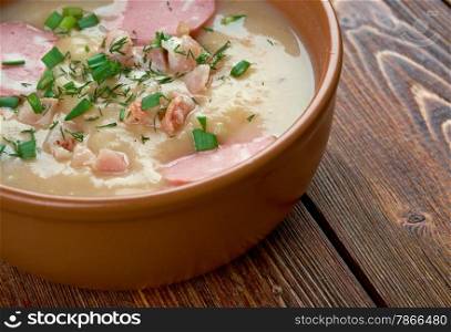 Saxonian potato soup. German cuisine