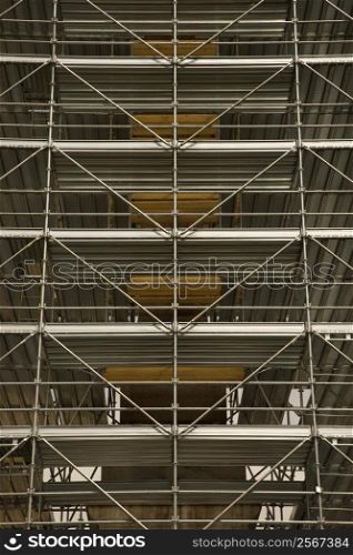 Scaffolding around structure in Rome, Italy.