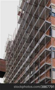 Scaffolding construction of a building for renovation